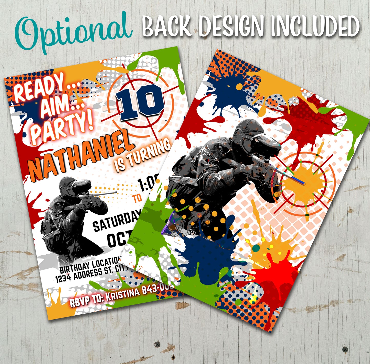 Paintball birthday invitation printable digital invite - EASY EDIT!