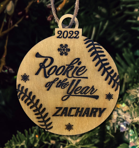 Rookie of the Year baseball Christmas Ornament