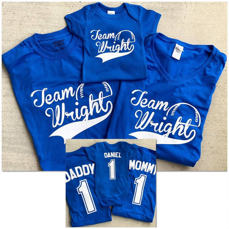 Personalized Team birthday Set of 3 Matching adult kids jersey shirts