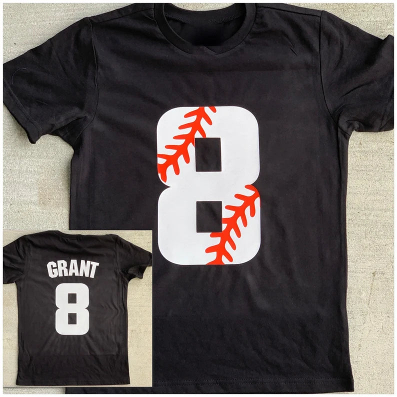 Baseball number birthday shirt personalized