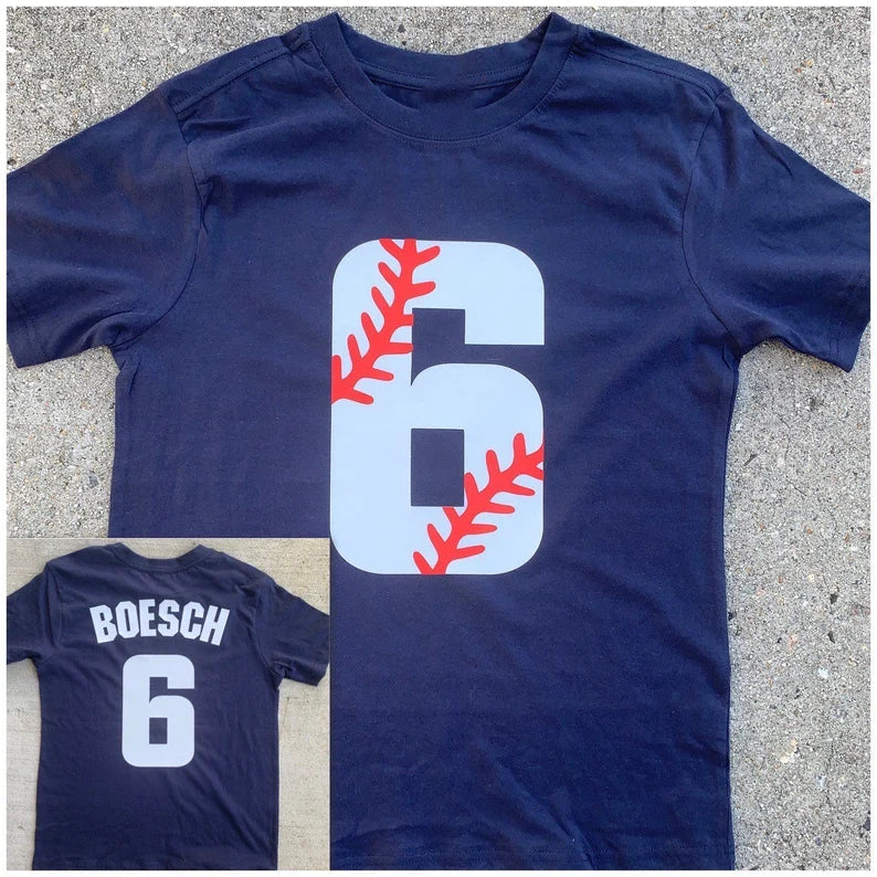 Baseball number birthday shirt personalized