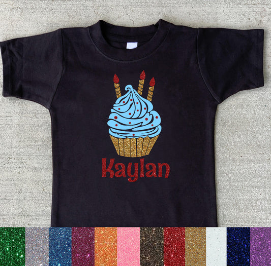 Custom cupcake birthday shirt personalized