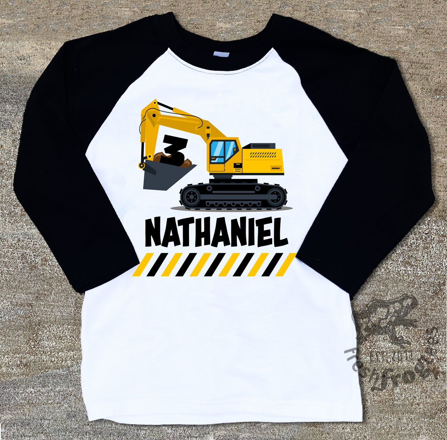Digger excavator birthday shirt for boys raglan