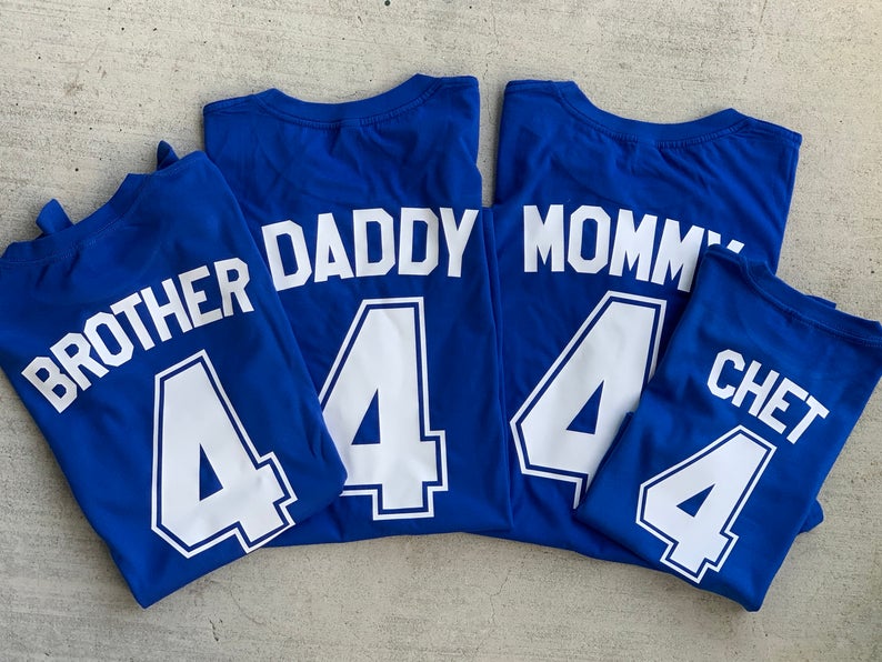 Rookie of the year first birthday Set of 4 Matching adult kids jersey shirts