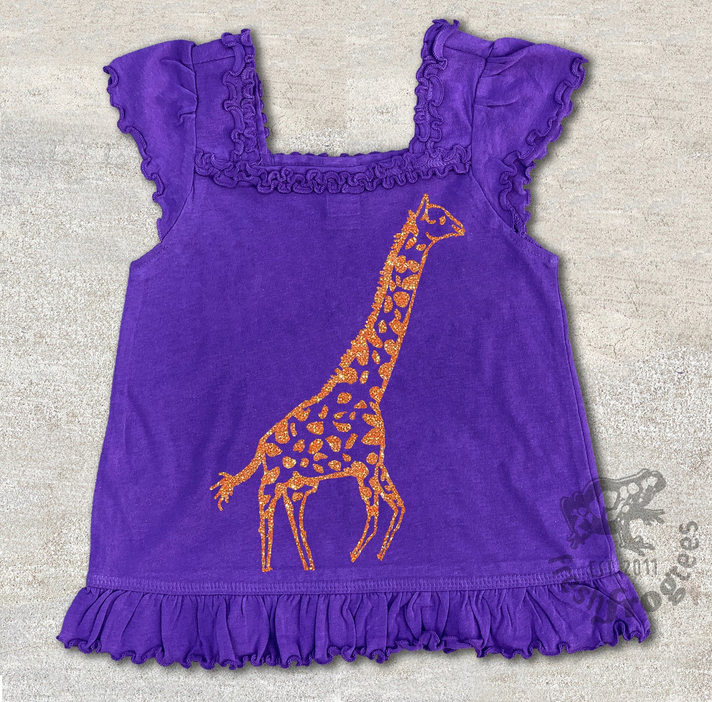 Glitter Giraffe graphic ruffle dress girls shirt