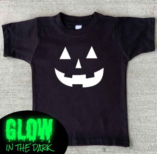 Glow in the dark Halloween pumpkin face shirt