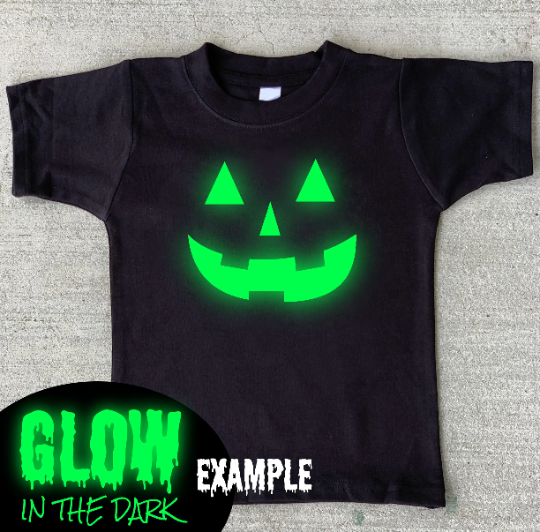 Glow in the dark Halloween pumpkin face shirt
