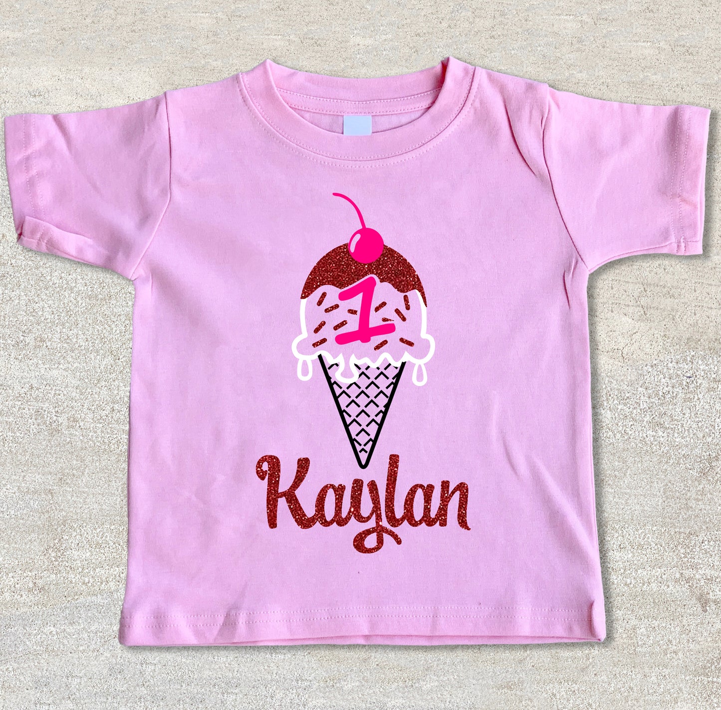 Glitter ice cream cone birthday shirt