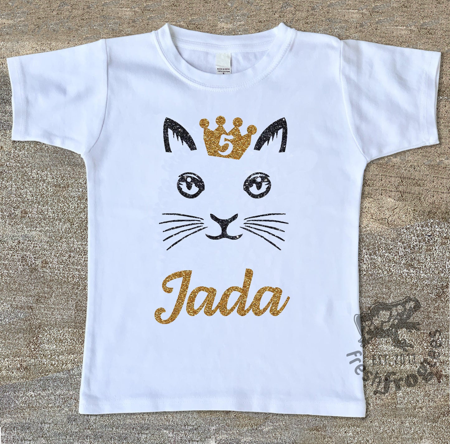 Glitter cat feline animal shirt for girls