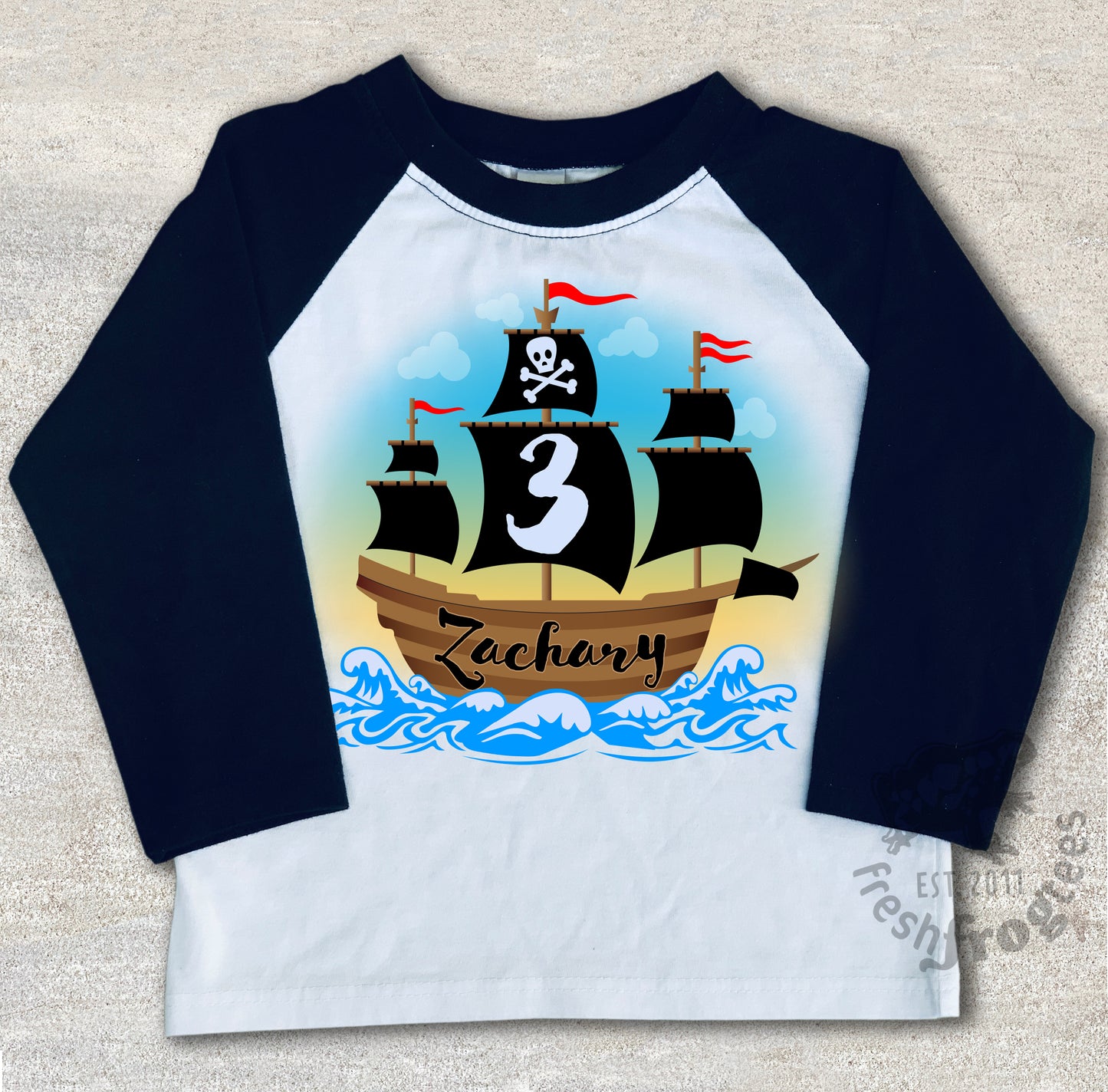 Pirate ship birthday shirt for boys