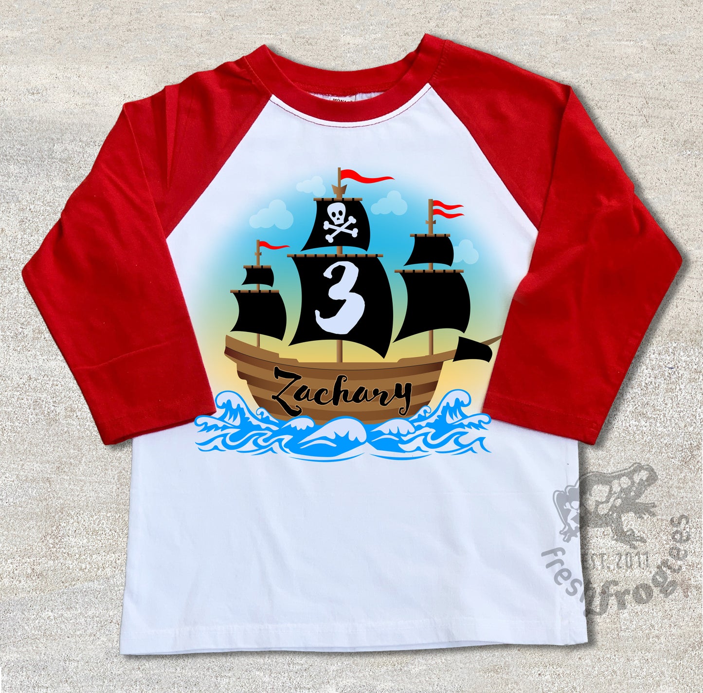 Pirate ship birthday shirt for boys