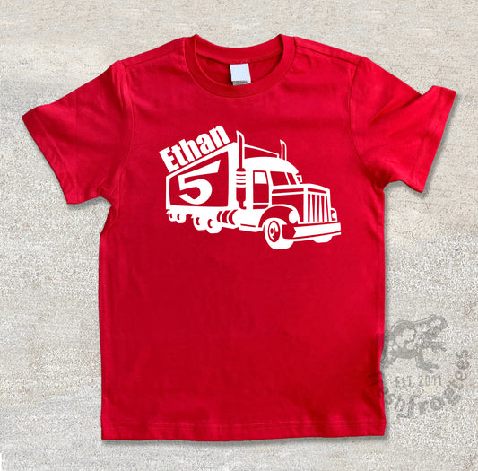 Semi Truck birthday shirt for boys personalized