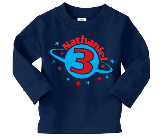 Outer space planet birthday shirt