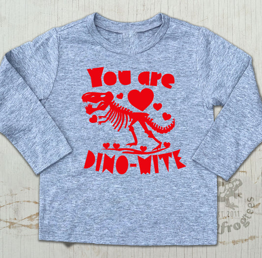 Valentines day dinosaur shirt, Toddler boys Adult Long Sleeve